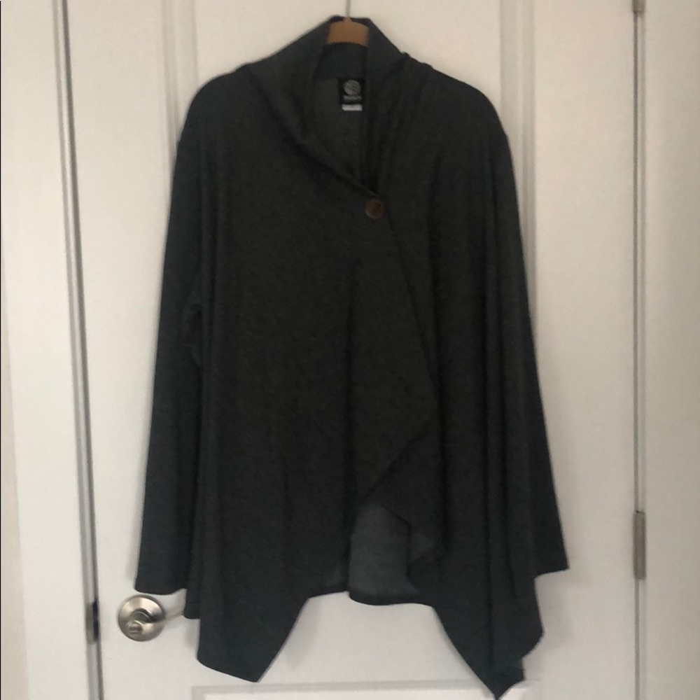 Bobeau one-button draped cardigan